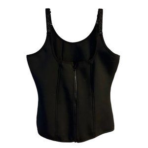 Neoprene Tank 3XL Corset Style Zip Front Dom Sub Lingerie Pinup Support Black